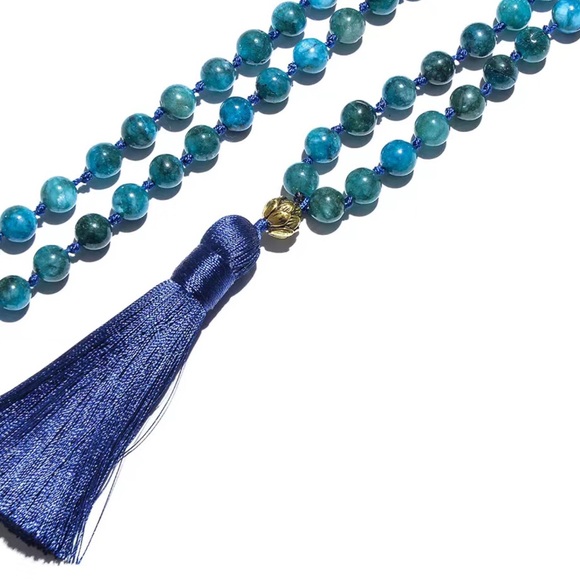 Apatite 108 gemstone Mala prayer bead necklace - Picture 7 of 7